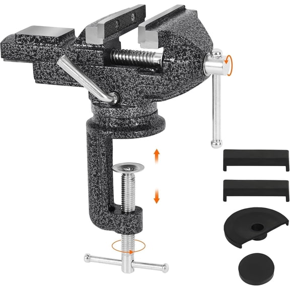 Bench Vise, 3.15 Inch Table Clamp, 360- Swivel Base, Small Vice, Clamp- Tool for Woodworking, Conduit, Small DIY Projects, Craft Creation, Sculpting and Modeling