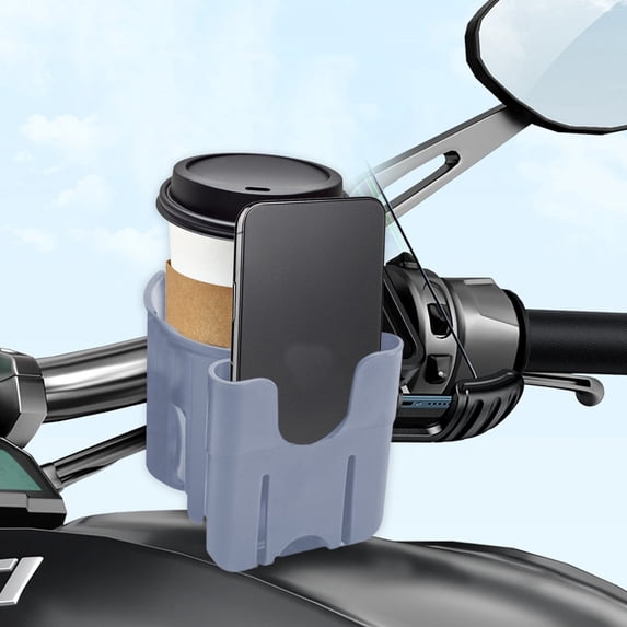 Universal Bicycle Cup Holder with Phone Mount, Adjustable Water Bottle Holder for E-Bike, Scooter and Bicycle, Coffee Cup and Milk Tea Carrier for Daily Commuting, Travel and Riding, Gray