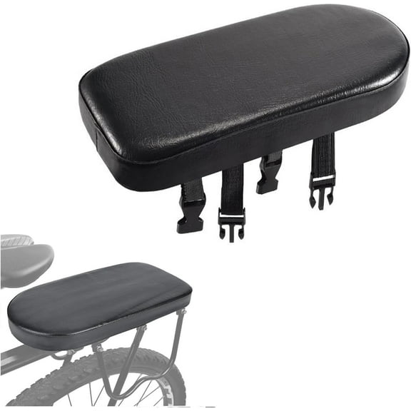 Universal Bicycle Manned Cushion, Bicycle Rear Saddle for Passenger Seats, Soft PU Leather Bicycle Rear Seat Cushion for Adults, Fits EBikes & Regular Bikes (Black)