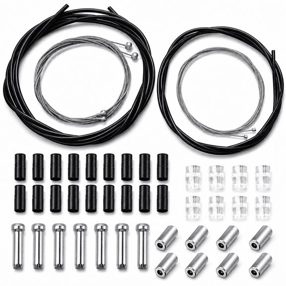 USTOP Universal Bicycle Brake Cable and Shift Cable Bike Cable Housing Kit Bike Transmission Line Cable Kit with Bicycle Cable End Caps and O-Rings