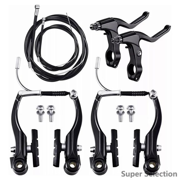 Universal Bicycle V Brake Set, Front And Rear Alloy Caliper Brakes For Mountain & Road Bike, Aluminum Alloy Replacement Braking System,black