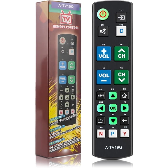 Universal Big Button TV Remote Replacement, Compatible with All Samsung/VIZIO/LG/Son-y/Philips Smart TVs and More