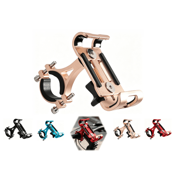 Universal Bike Phone Mount for Motorcycle - Aluminium Alloy 360 Degree Rotation Bike Motorcycle Handlebar Phone Holder Mount Fit 3.5" - 6.5" Cellphones(Champagne Gold)