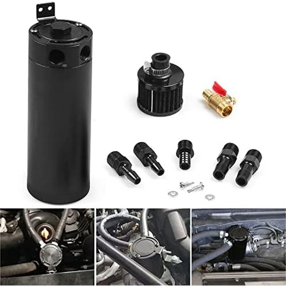 Universal Billet Aluminum Baffled 2-port New Long 750ML Oil Catch Can Tank with Breather Filter Engine Mini Oil Separator