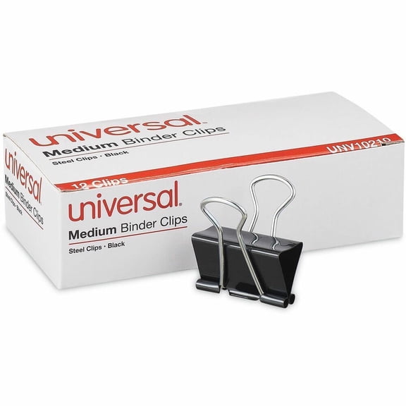 Universal Binder Clips 10210 Medium - Multicolor - 12 Pack