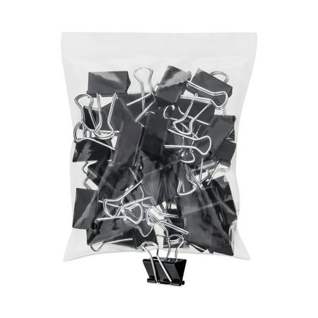 Universal Binder Clips, with Zip Seal Bag, Black & Silver, 36 Count