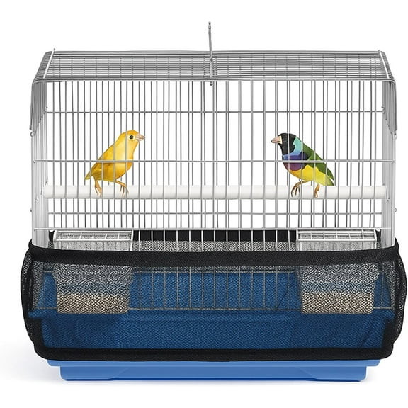 KNUTI Universal Bird Cage Seed Catcher Universal Mesh Skirt Cover Stretchy Small Animal Cages Cover Pet Removable Durable Protector - XSmall - Black
