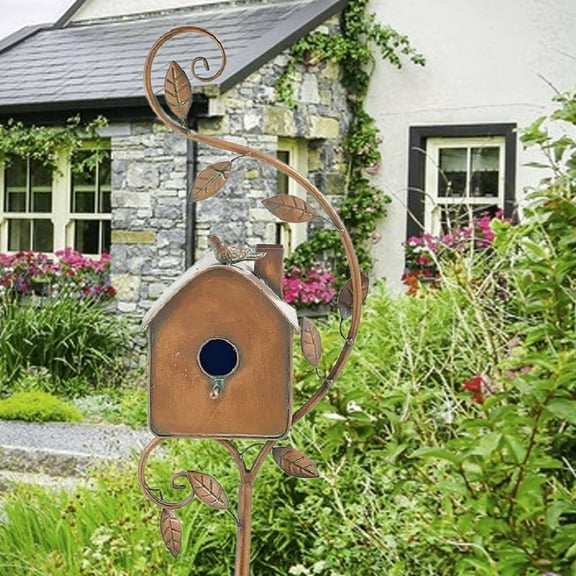 Universal Birdhouse Stake - Outdoor Garden & Patio Decoration, Bird Lover Gift (B)