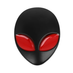 Universal Black 3D Alien Head Shaped Metal Car Body Decorative Emblem Badge Decal Sticker