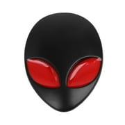 Universal Black 3D Alien Head Shaped Metal Car Body Decorative Emblem Badge Decal Sticker