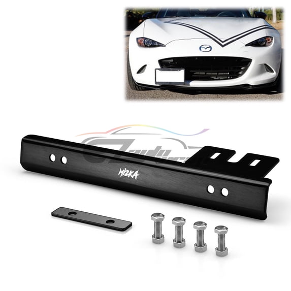 Universal Black Aluminum Front Bumper License Plate Bracket Relocator Mount