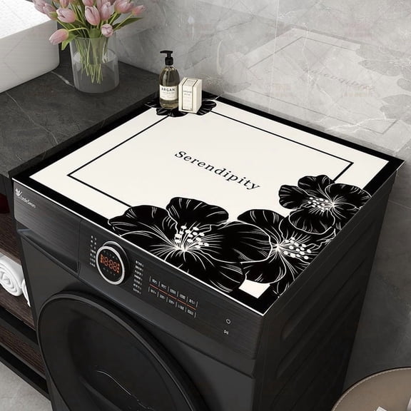 Universal Black Flower Drum Washing Machine Mat - Dustproof, Stain-Resistant, 50x60cm