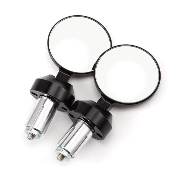 Universal Black Motorcycle Aluminum Rearview Side Mirrors 7/8" Bar End For Cafe Racer Bobber Cruiser Scooter