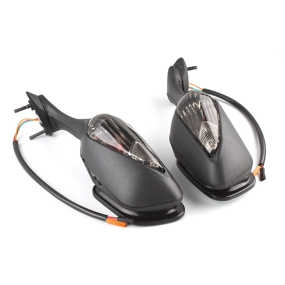 Motorcycle Mirrors With LED Turn Signals | Matte Black Side Mirrors For CBR600RR, GSXR600, GSXR750 | Arrow Indicator Lights