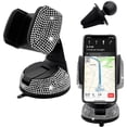 thumbnail image 1 of Universal Bling Crystal Car Phone Holder - 360 Degree Adjustable, Secure Mount for Dashboard, Air Vent, and Windshield - Compatible with All Smartphones-White, 1 of 6