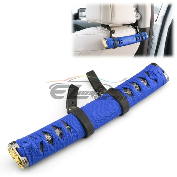 Universal Blue Black Samurai Headrest Handles Hand Grip Grab Rear Seat Passenger