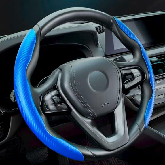 Universal Blue Car Steering Wheel Cover Carbon Fiber Breathable Anti-slip Wear-Resistant