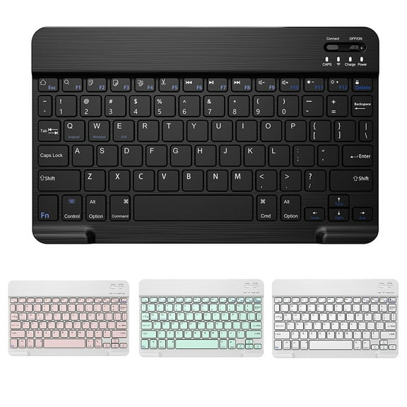 Universal Bluetooth Keyboard Multi-Device Wireless Keyboard for Windows iOS Android Computer Desktop Laptop, White Green