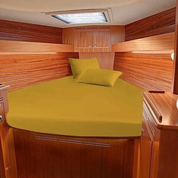 Universal Boat Berth Sheet Set, 500-TC Egyptian Cotton Universal-AFT-Berth Boat Bed Sheet Set Gold Solid Fits mattresses up to 12" Depth Sheet Set