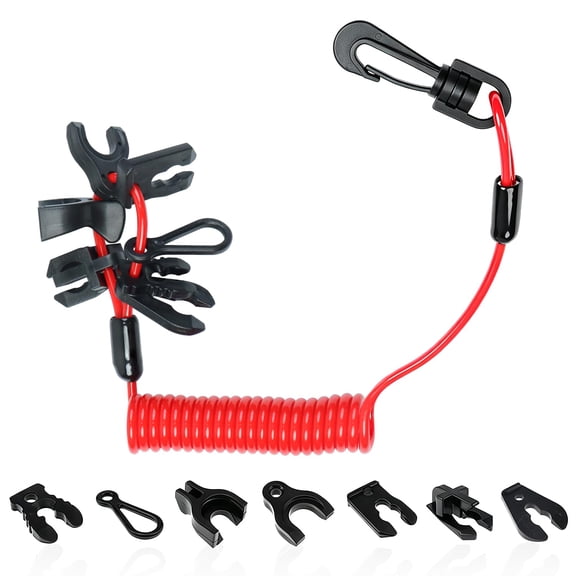Universal Boat Safety Lanyard Kill Switch with 7 Keys Suzuki Jet Ski Outboard Marine Engine Cutoff Switch Cord Tether