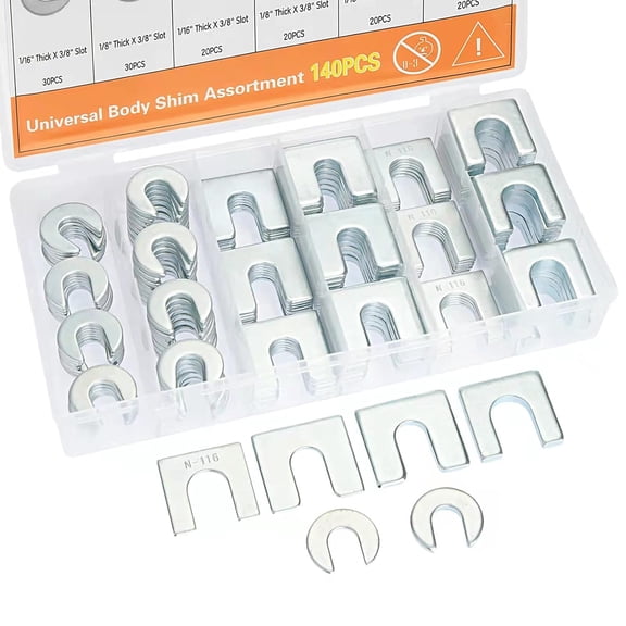 Universal Body Shim Assortment Kit, 140 Pieces Automotive Body Alignment Shims Stock