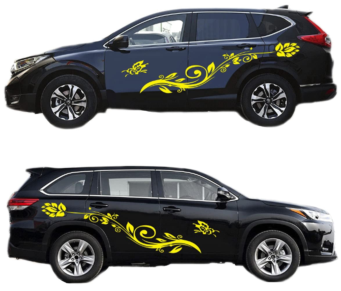 Universal Both Sides Car Stickers Butterfly Flower Vine Pattern Body ...