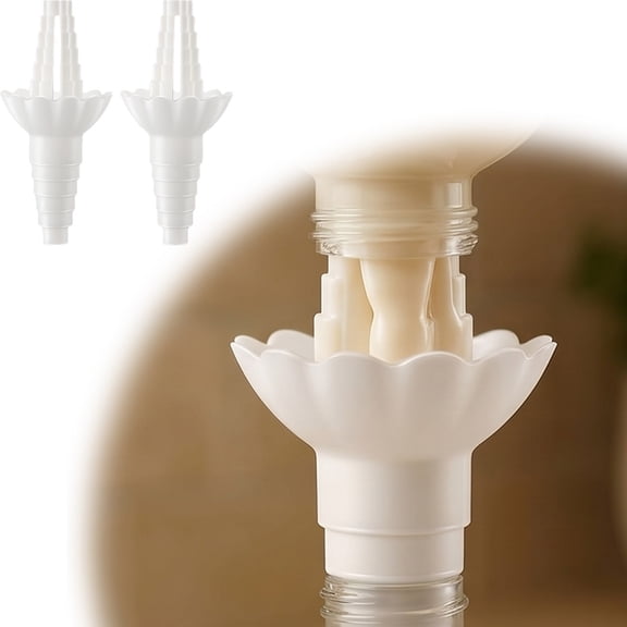 Universal Bottle Emptying Adapter Set, Reusable Liquid Transfer Connector for Shampoo and Lotion Bottles, No Waste Flip Top Pump Cap, 2-Pack, AKLJWH