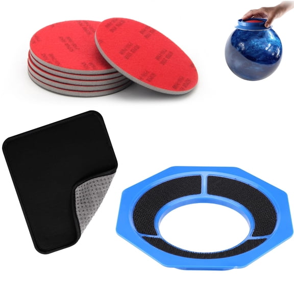 Universal Bowling Ball Sanding Pad Holder with 6 Sand Pads & Towel, Polishing Stand & Cleaning Kit for Maintenance, Improves Bowling Ball Reaction(RL 1 Set)