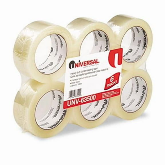 Universal Box Sealing Tape- Clear- 2 in. x 110 yds- 3 in. Core- 6-Box