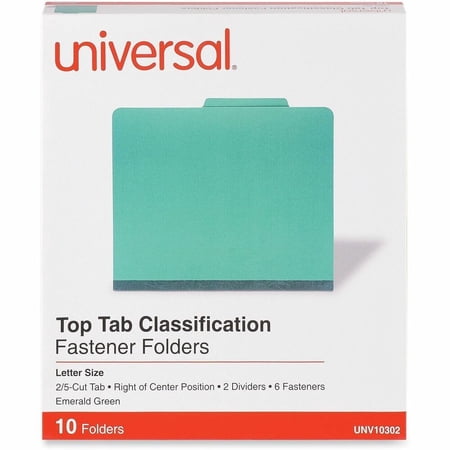 Universal Bright Colored Pressboard Classification Folders, 2 Dividers, Letter Size, Emerald Green price history and forecast - Universal 10302
