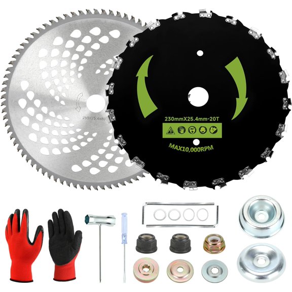 Universal Brush Weed Eater Blades Replacement for Weedeater E-cho S-tihl Husqva-RNA, Cutter Blade for Grass Wacker Straight Shaft String Trimmer Parts with Adapter Kit (10''x 80T & 9" x 20T)$$