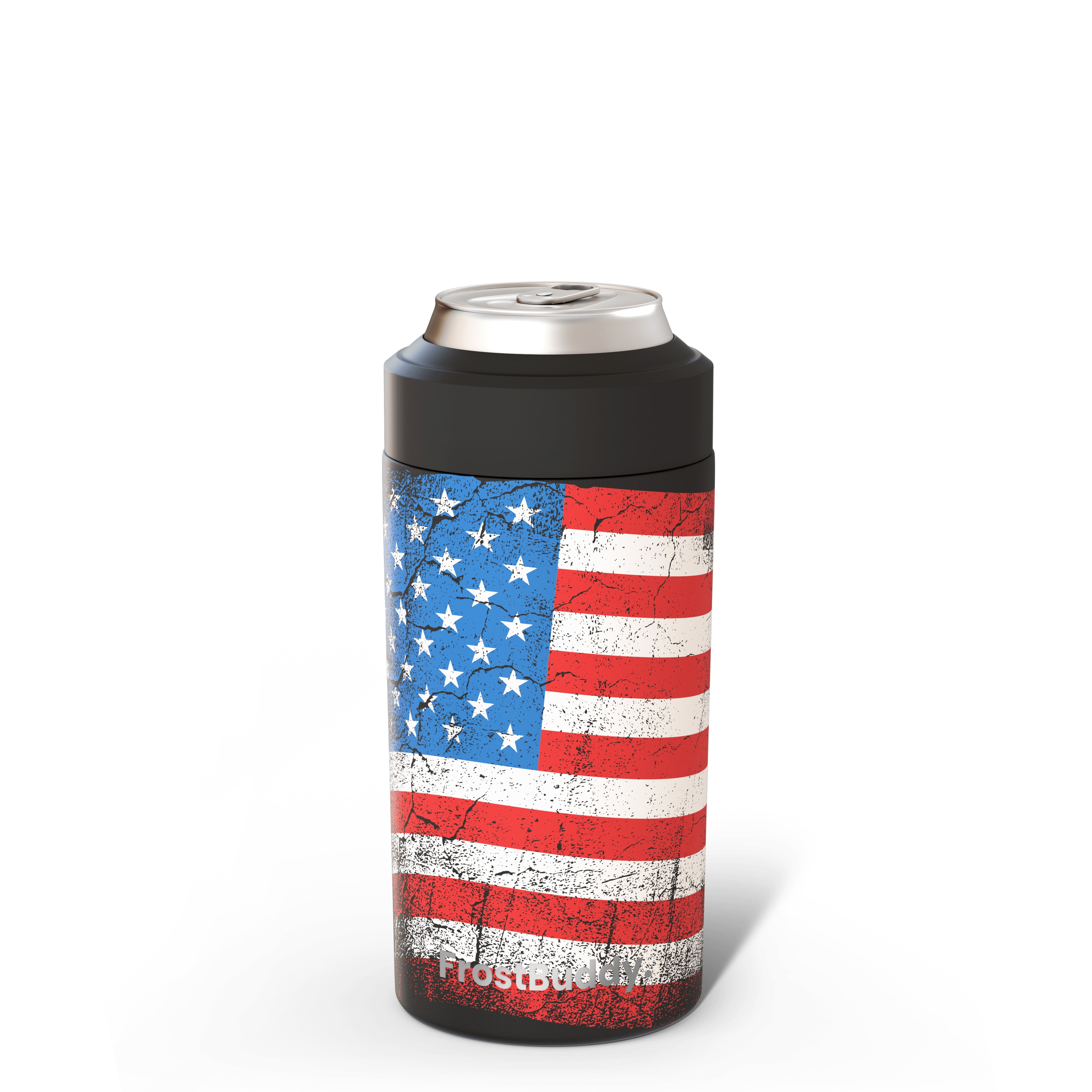 Frost Buddy Universal Can Cooler - Fits all - Stainless Steel Can Cooler for 12 oz & 16 oz Regular or Slim Cans & Bottles - Stainless Steel