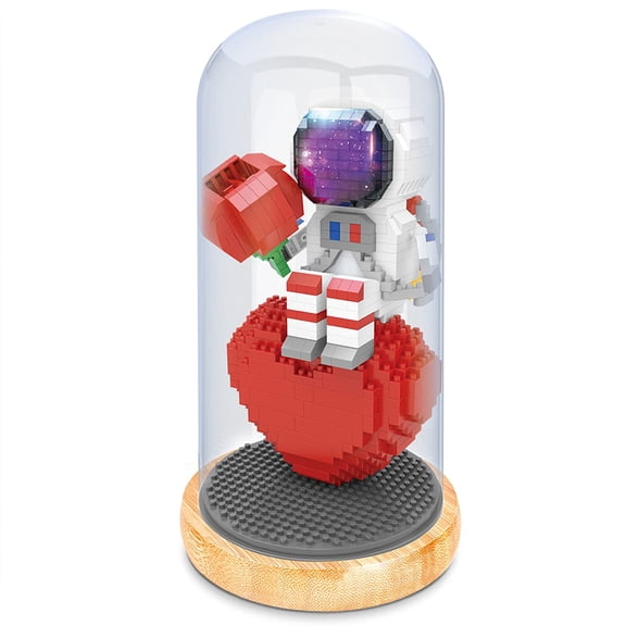 Universal Building Block Astronaut Model Building Toys Gift Miniature Blocks Mini Block Set DIY Block Toys Love Star Rose (with Light),H