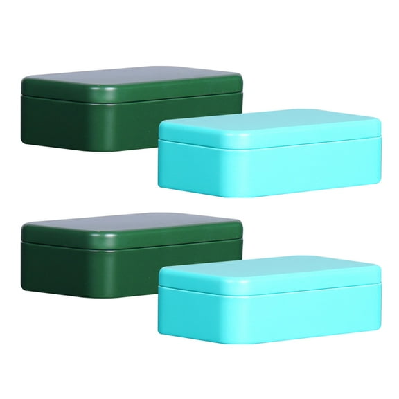 Universal Business Metal Tea Box Tinplate Sealed Square Container for Storage Assorted Color 4Pcs