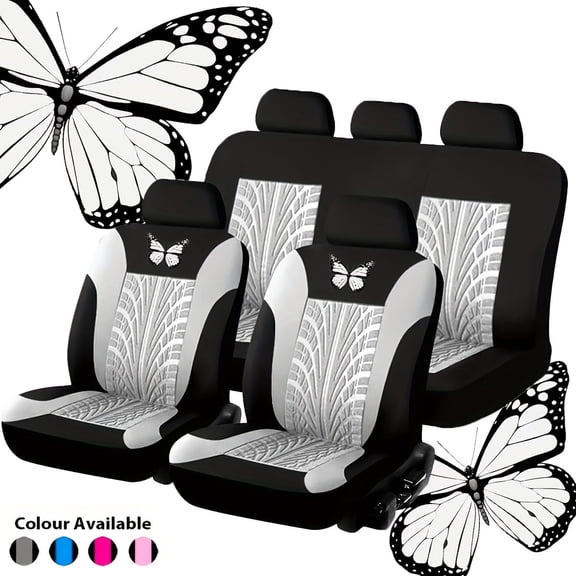 Universal Butterfly Heat Transfer Car Seat Cover 5 Seats Stylish Design