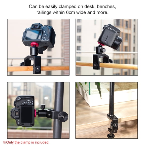Universal C-Clamp Desk Mount Holder with 1/4 Inch Threads for Camera Tripod Light