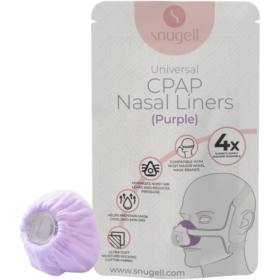 Universal CPAP Nasal Mask Liners (4-Pack) Purple Ultra-Soft Fabric Compatible with N20 & Most Nasal Masks Reusable & Washable Cushion Covers for 6-Month Supply Reduces Skin Irritation