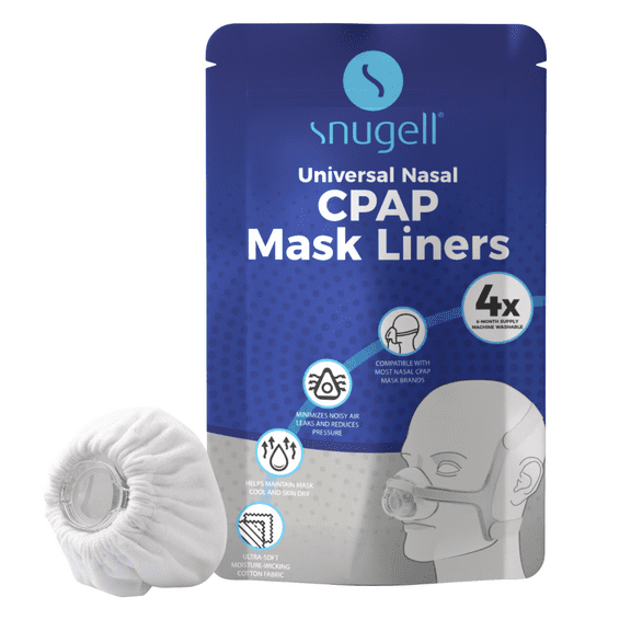 Universal CPAP Nasal Mask Liners by Snugell (4-Pack, White) - Ultra Soft Cotton, Compatible with Major Masks - Reusable and Washable - 6-Month Supply