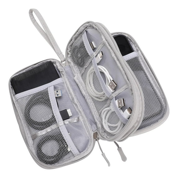 Universal Cable Organizer Bag, Water-Resistant Electronics Accessories Case With 2 Compartments For Charger, Power Bank, Cables, Headphones, Travel Storage,Festival Gifts