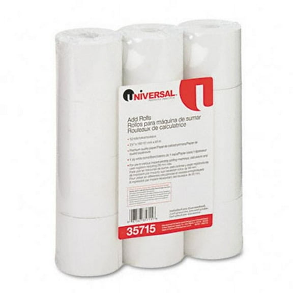 Universal Calculator Plain Paper Roll 2-1/4 w 150 l White 12/pk