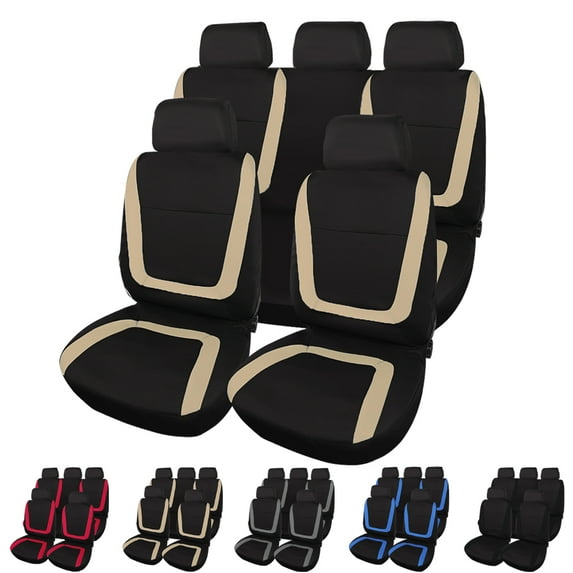 Universal Car 5 Seat Covers Full Set Breathable 3-Layers Front Rear Cushion Protector