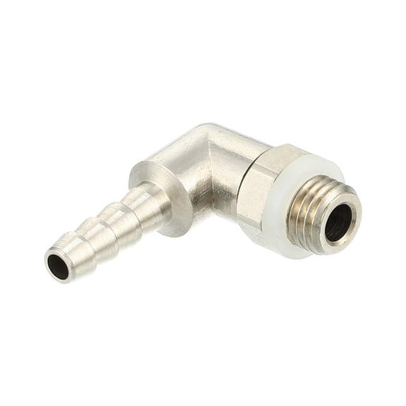 Universal Car 90 Degree Brass Fitting Hose Adapter 4mm 5/32" Barb to Male Metric M8x1 Silver Tone