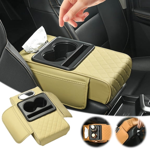 Universal Car Armrest Box Pad Tissue Box Holder Storage Bag Elbow Cushion for Center Console