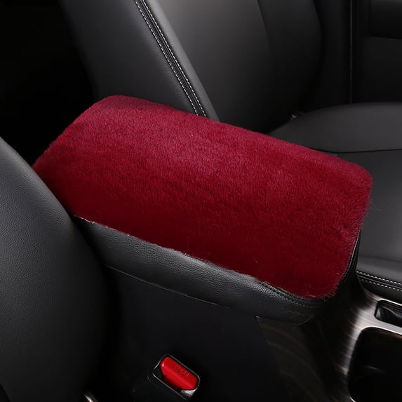 Universal Car Armrest Cover Soft Fluffy Center Console Elbow Cushion Anti- Elastic Strap Armrest Box Protector Pad for Car SUV Truck Interior Decor
