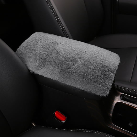 Universal Car Armrest Cover Soft Fluffy Center Console Elbow Cushion Anti- Elastic Strap Armrest Box Protector Pad for Car SUV Truck Interior Decor