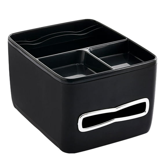 Universal Car Armrest Storage Box Multifuntional Seat Organizer with 2 Cup Holder Tissue Box Console Organizer for Card Lipstick black