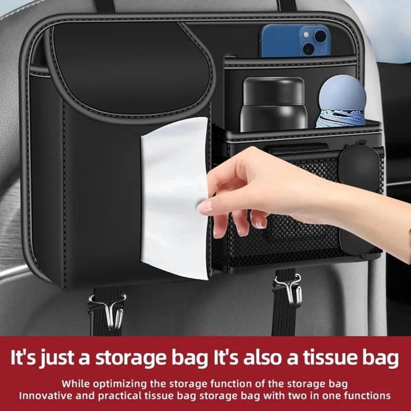 Universal Car Backseat Organizer Nappa Leather Storage Bag Durable Multi Pocket Seat Back Organizer