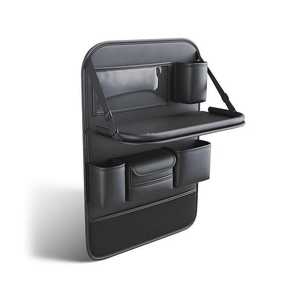 Universal Car Backseat Organizer with Foldable Table Tray, Multi-Pocket Seat Back Storage Bag, Kick Mat Protector with Tablet Holder for Sedan & SUV