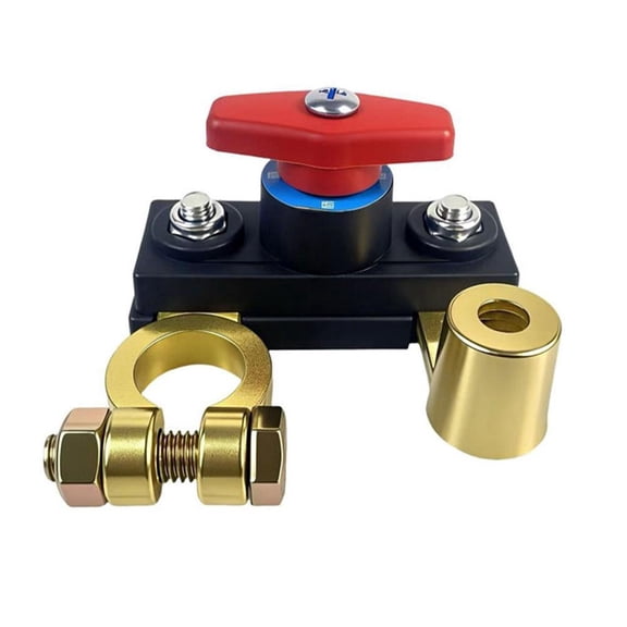 Universal Car Battery Disconnect Switch, 12V-24V Heavy-Duty Power Cut-Off Breaker with Pure Copper Terminals, Copper