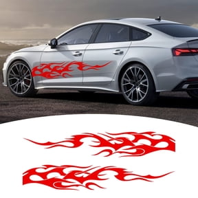 Universal Car Body Side Sticker Vinyl Flame Graphics Racing Sports Stripe Decals Decoration for All Cars SUV Truck Off-Road Vehicles 2Pcs Blue